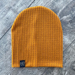 Deep Mustard | Cozy Waffle Knit Beanie - Beanies