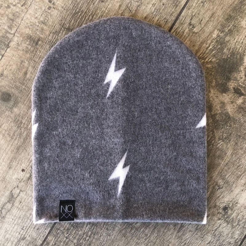 Faded Black Lightning Bolt | Cozy Sweater Knit Beanie - Beanies