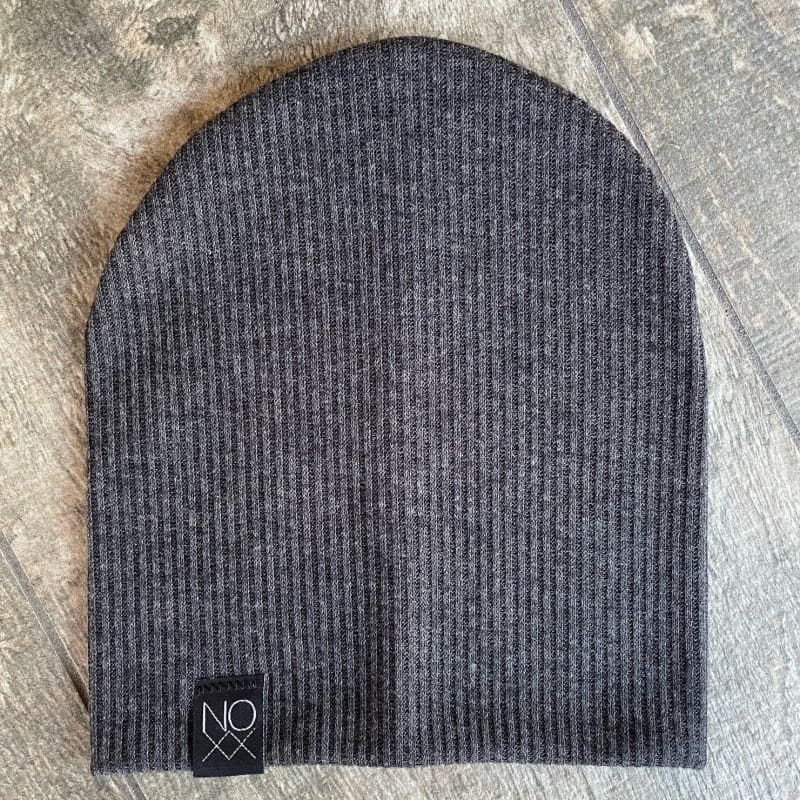charcoal ribbed knit beanie