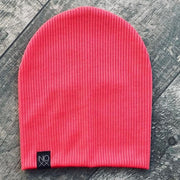 Hot Coral | Ribbed Knit Beanie - Beanies