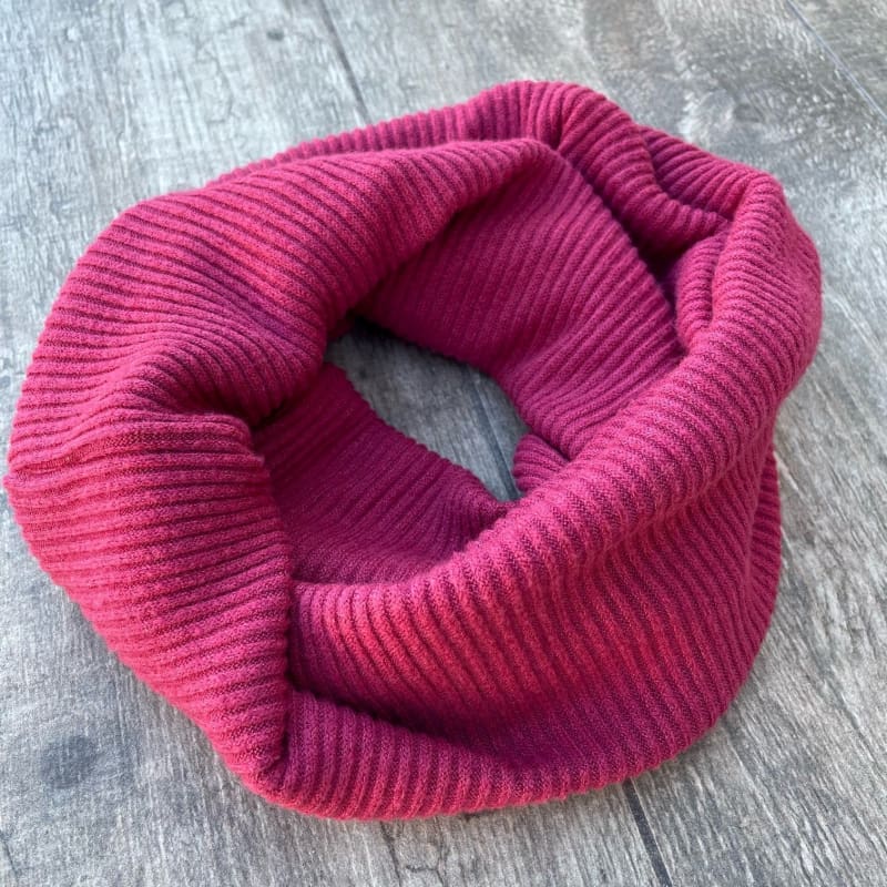 Infinity Scarves (Multiple Patterns Choices) - Kids / Wine (Ribbed Knit) - Scarf