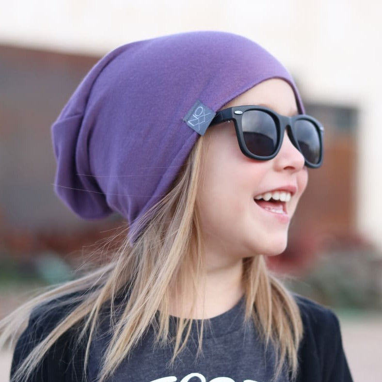 Purple | Jersey Knit Beanie - Beanies