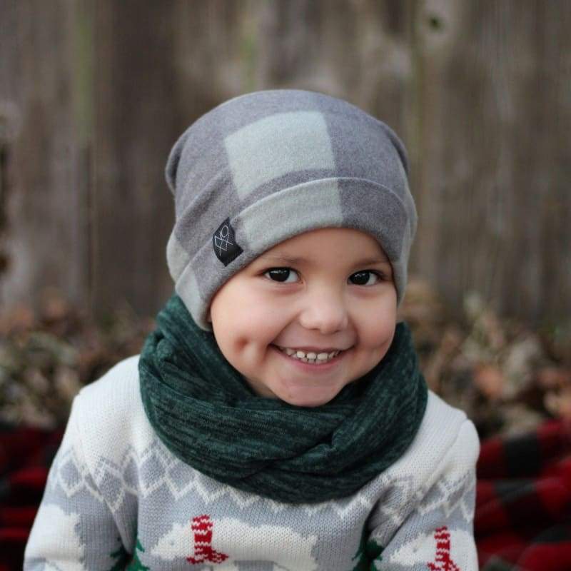 Light Green Buffalo Plaid | Cozy Sweater Knit Beanie - Beanies