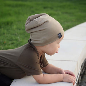 Light Olive | Jersey Knit Beanie - Beanies