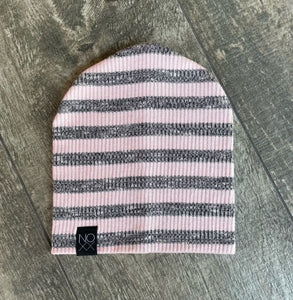 Light Pink Stripes | Ribbed Knit Beanie - Beanies