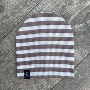 Mocha Stripes | Lightweight Thermal Knit Beanie - Beanies