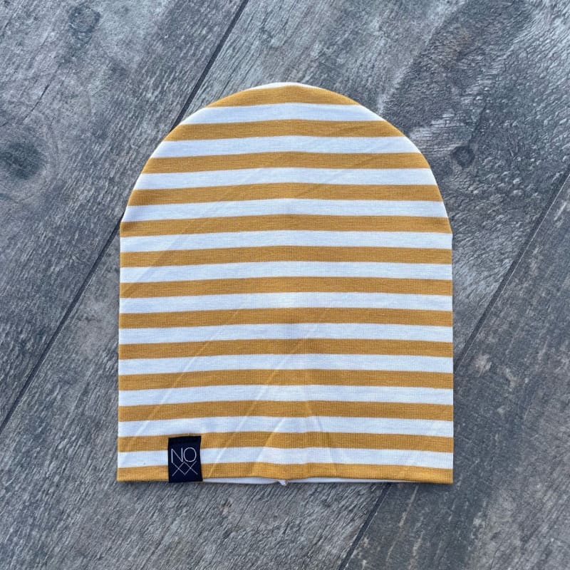 Mustard Stripes | Jersey Knit Beanie - Beanies
