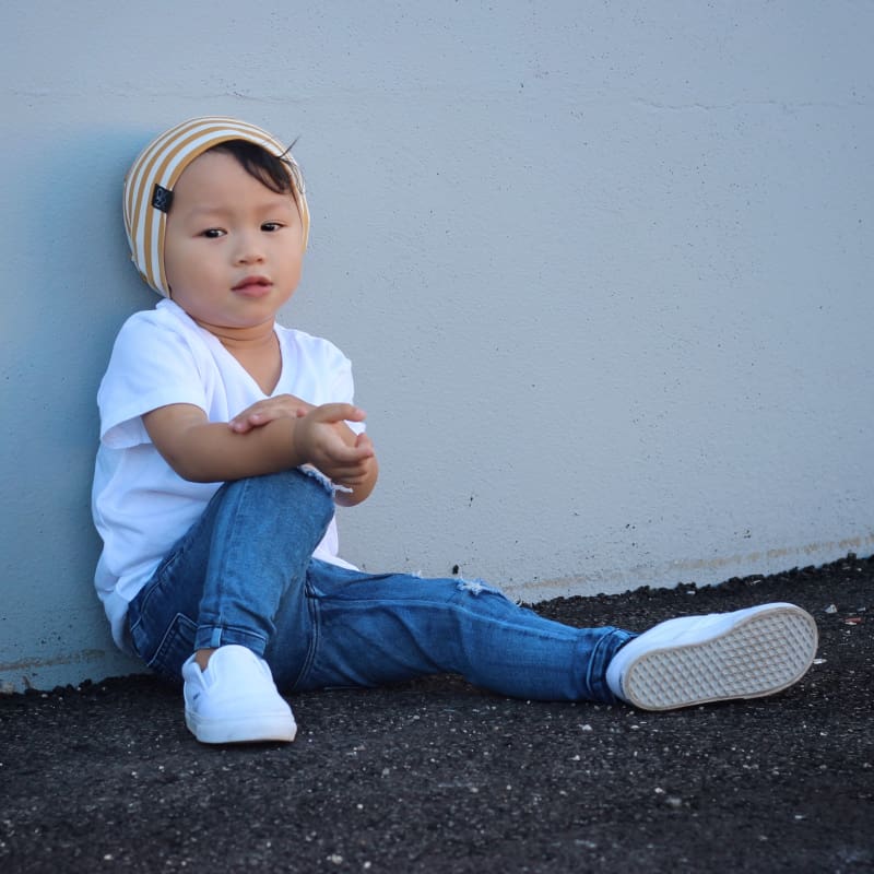 Mustard Stripes | Jersey Knit Beanie - Beanies