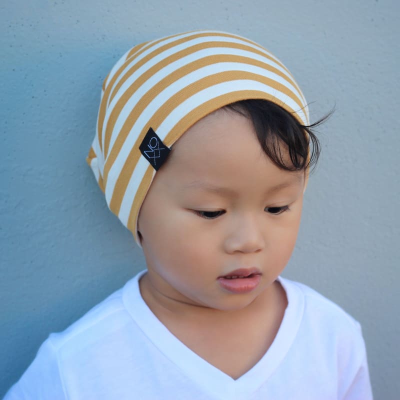 Mustard Stripes | Jersey Knit Beanie - Beanies