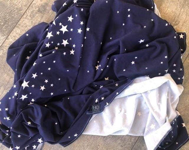 Navy Scattered Stars | Swaddle or Kids Throw Blanket - blankets