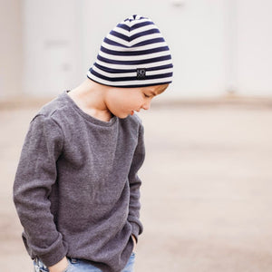 Navy Stripes | Lightweight Thermal Knit Beanie - Beanies