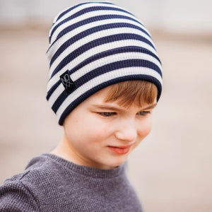 Navy Stripes | Lightweight Thermal Knit Beanie - Beanies