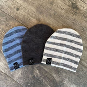 Charcoal + Stripes | Ribbed Knit Bundle - Beanies