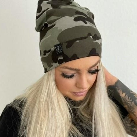 Olive Camouflage | Jersey Knit Beanie - Beanies