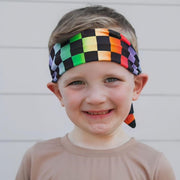 Rainbow Checkered Boy-Band (Bandanna Style Headband) - Headbands