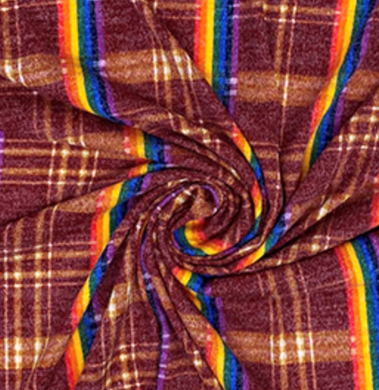 Rust Rainbow Plaid | Sweater Knit Beanie - Beanies