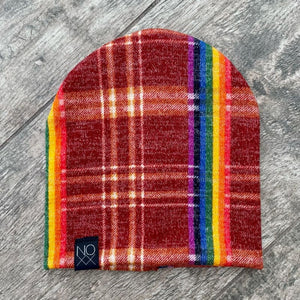 Rust Rainbow Plaid | Sweater Knit Beanie - Beanies