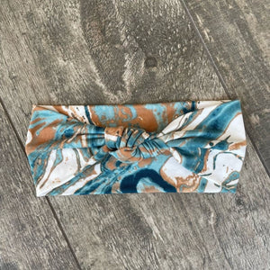 Teal Marble | Knotted Headband - Headbands